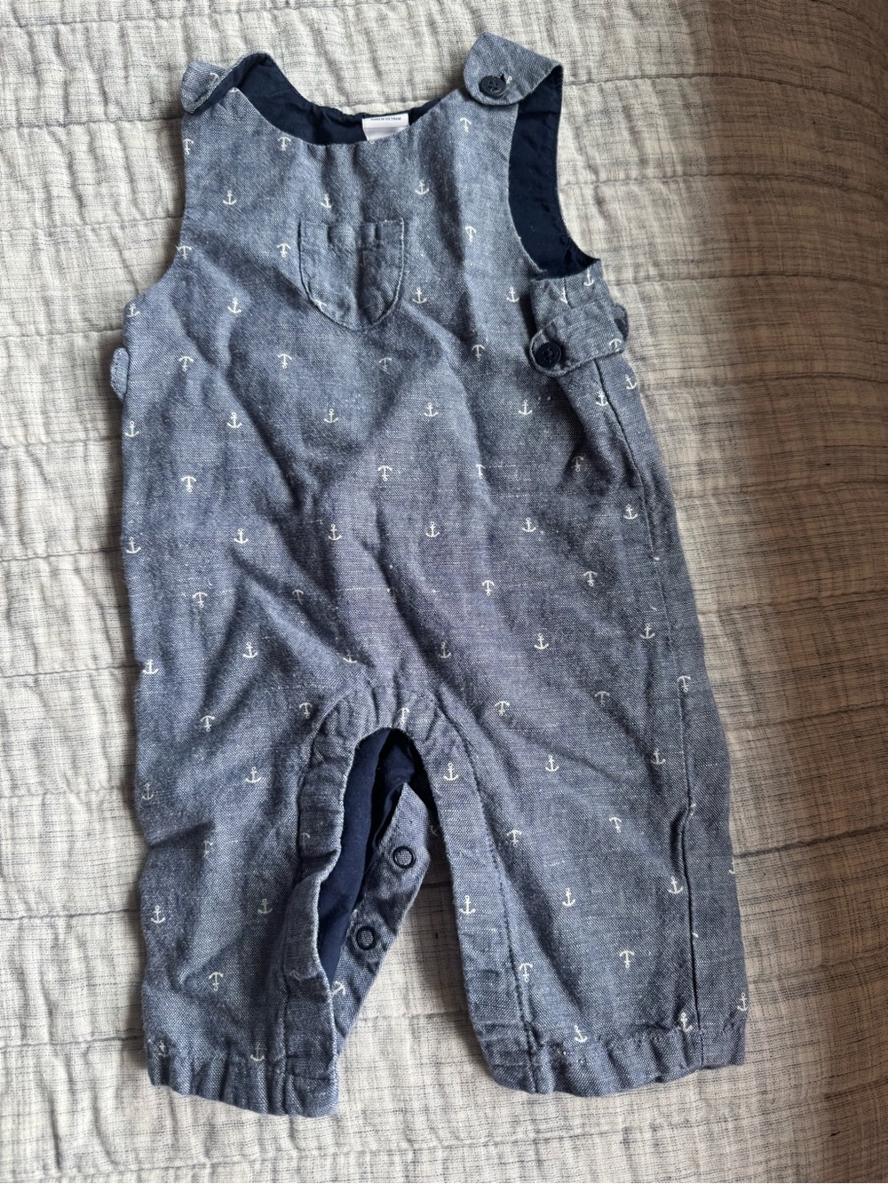 Janie + Jack Navy Anchor Print Baby Romper